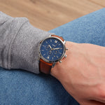 Fossil Townsman Blue Dial Luggage Leather Men's Watch – FS5279