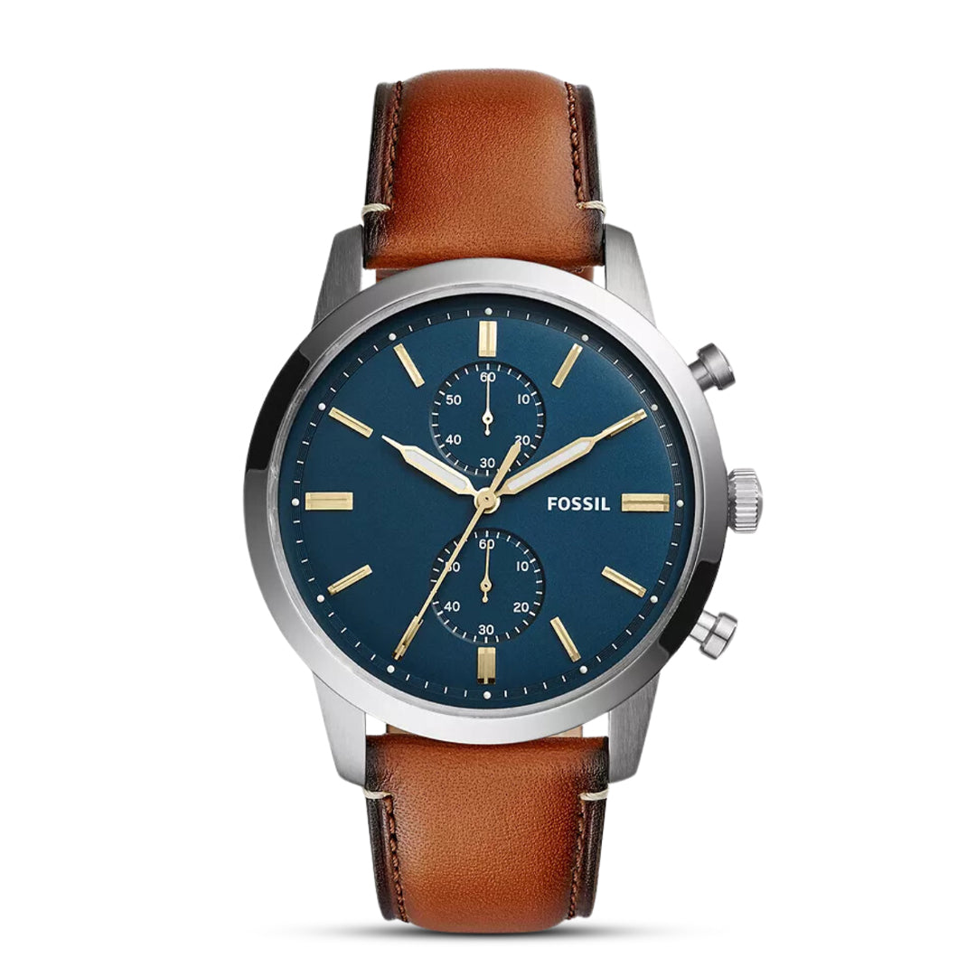 Fossil Townsman Blue Dial Luggage Leather Men's Watch – FS5279