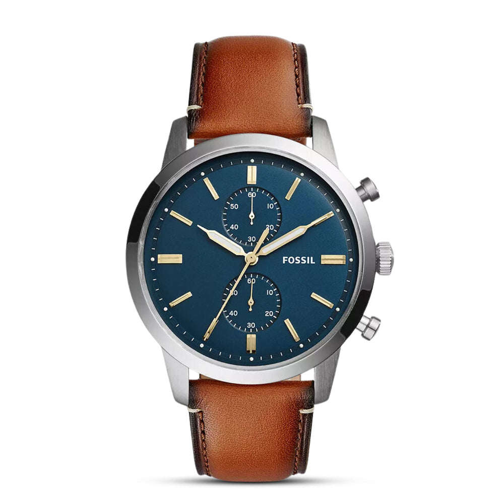 Fossil Townsman Blue Dial Luggage Leather Men's Watch – FS5279