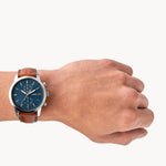 Fossil Townsman Blue Dial Luggage Leather Men's Watch – FS5279