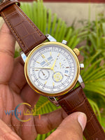 Patek Philippe Moonphase Leather Strap Watch – White Dial