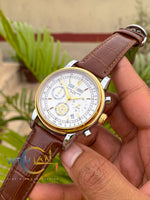 Patek Philippe Moonphase Leather Strap Watch – White Dial