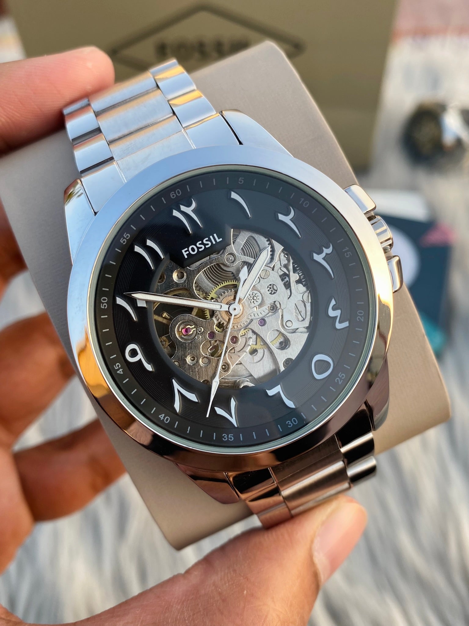 Fossil Grant Automatic Stainless Steel Mastercopy Watch (Black Dial)