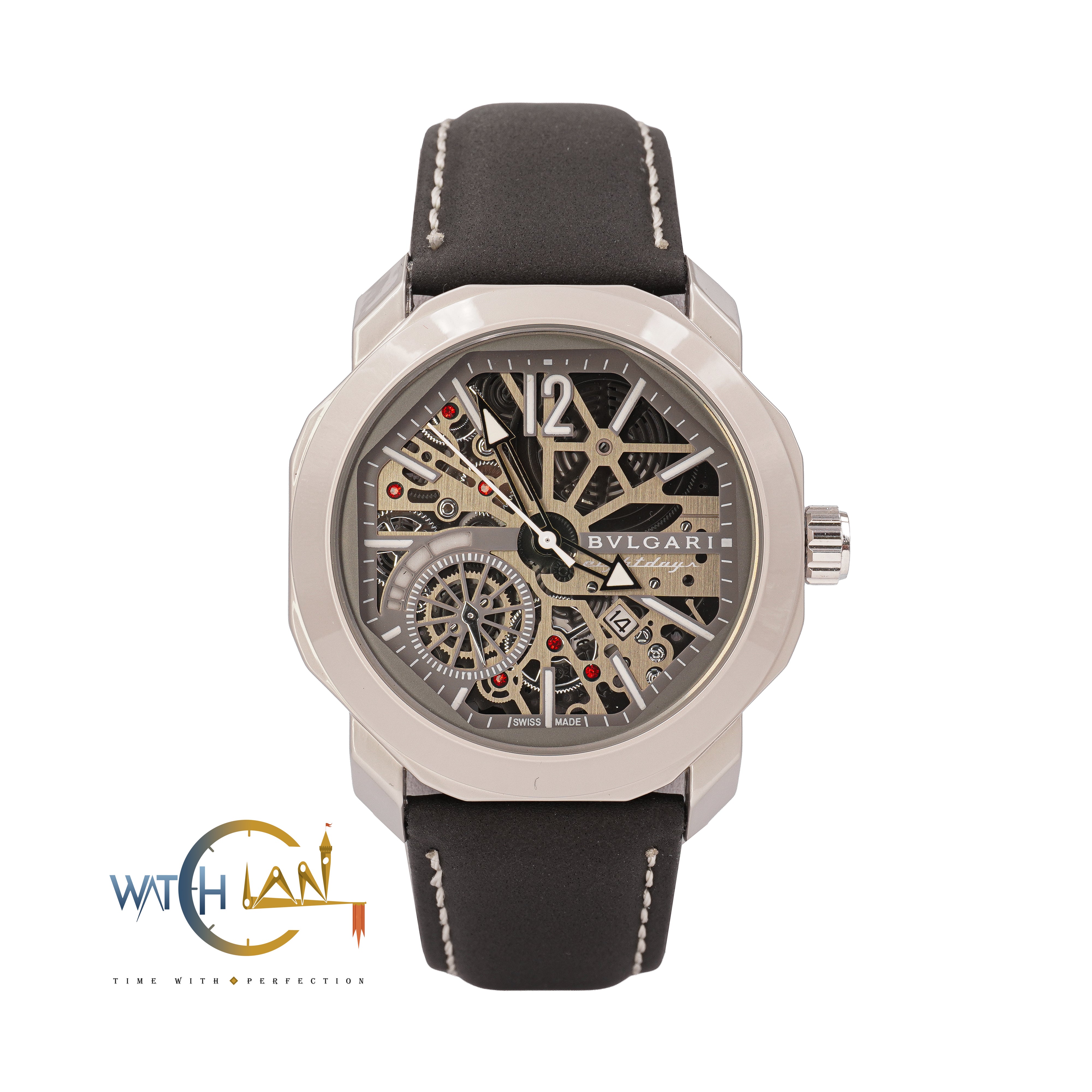 Bulgari Octo Roma Skeleton Mastercopy Watch – Black Leather Edition